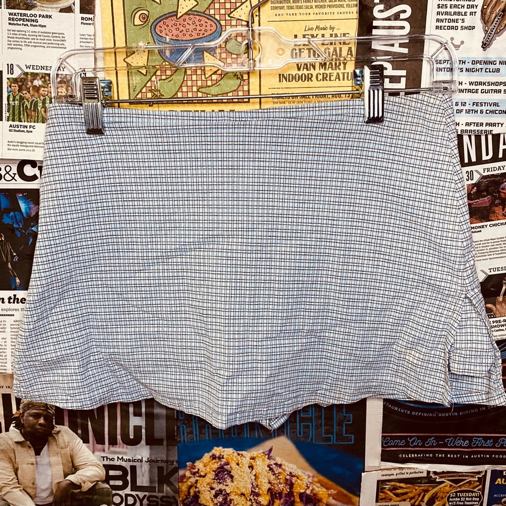 Blue plaid mini skirt